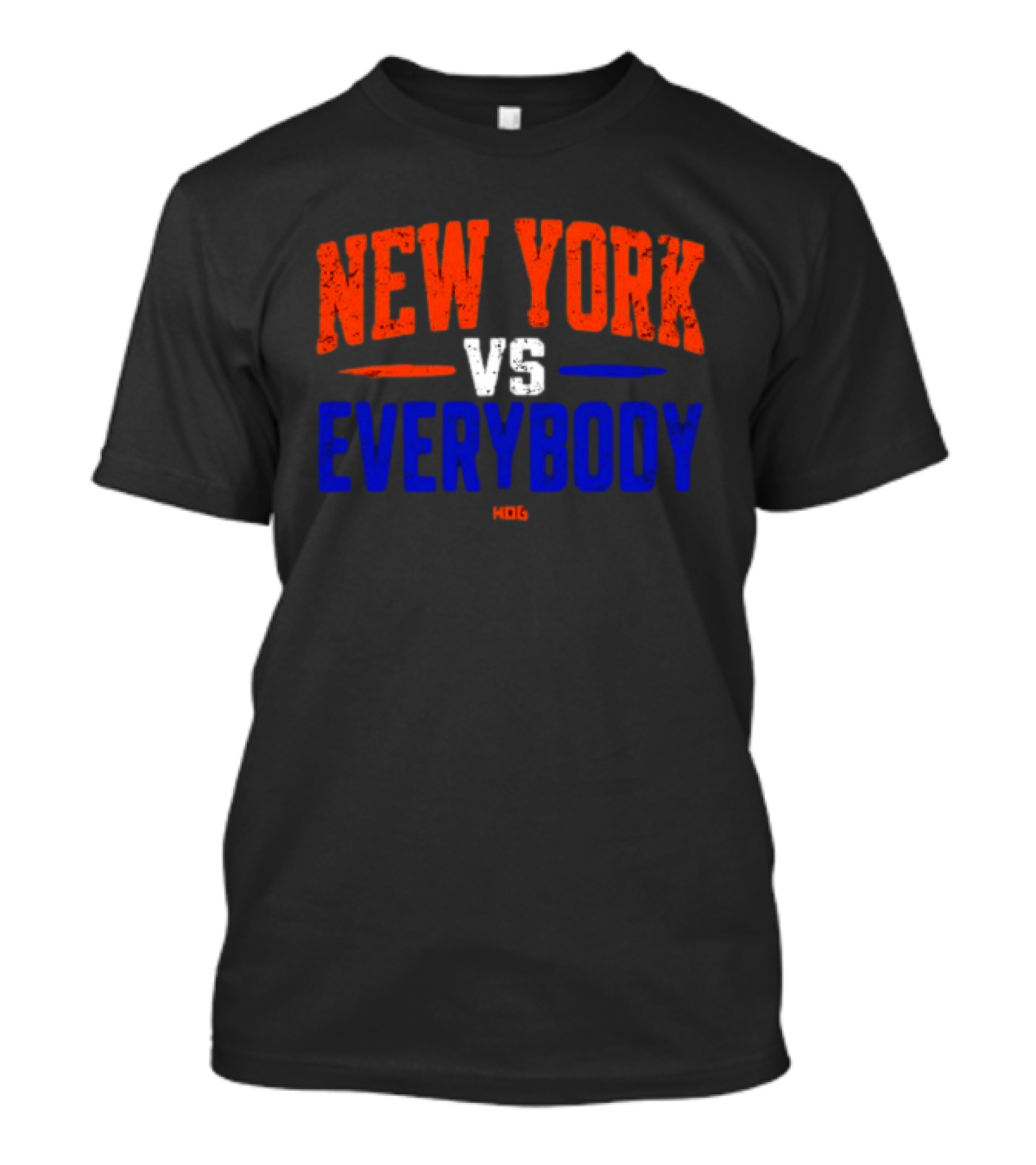New York Vs Everybody Bold Red White Blue Distressed T-Shirt
