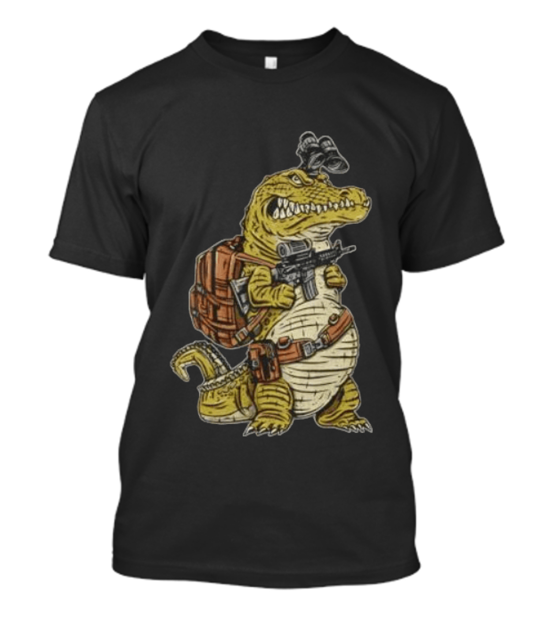 Tactical Alligator With Firearm And Backpack T-Shirt