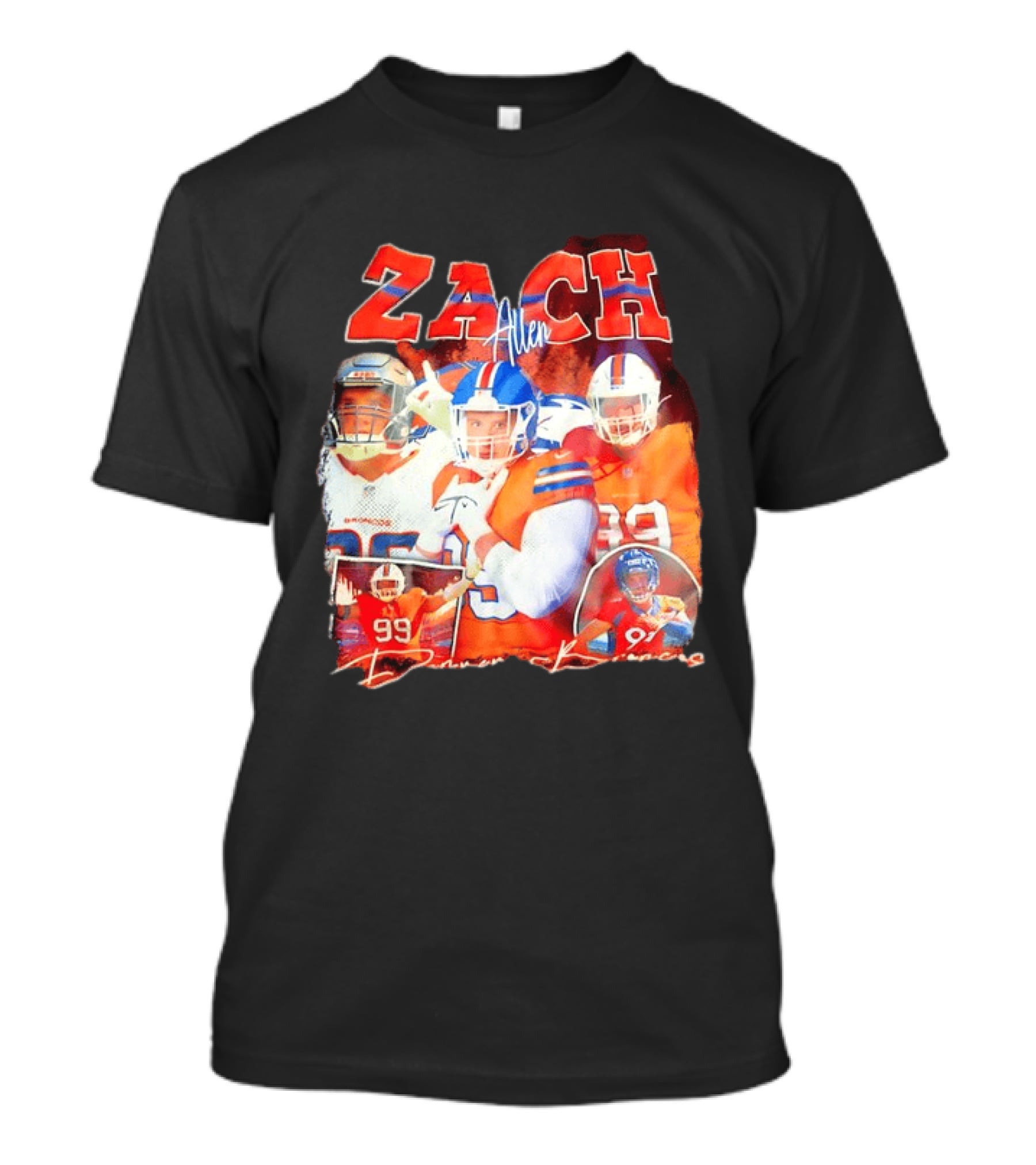 Zach Allen 99 Denver Broncos Football Player Collage T-Shirt