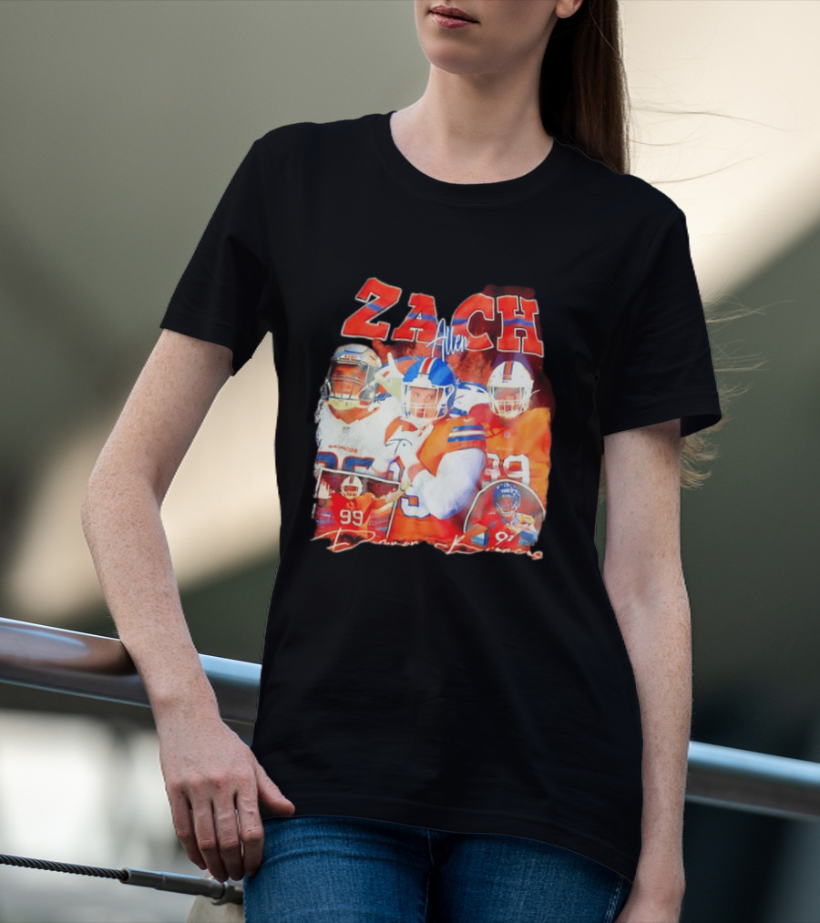 Zach Allen 99 Denver Broncos Football Player Collage T-Shirt