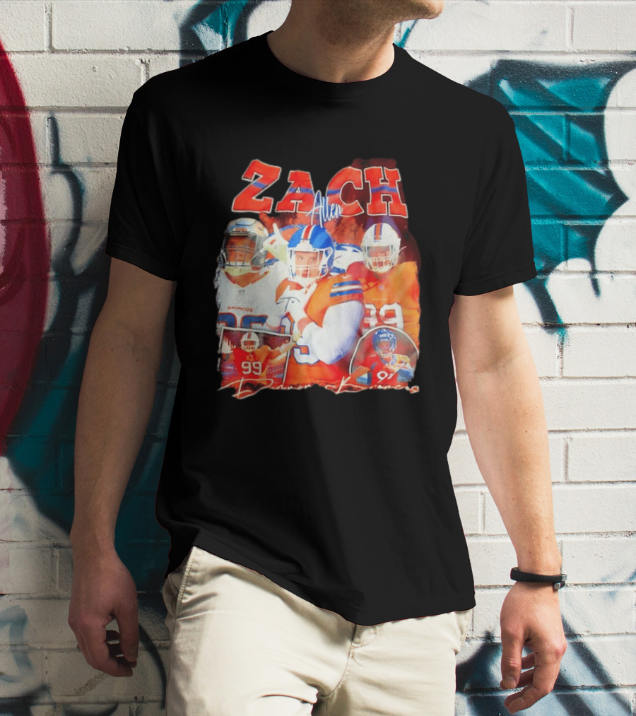 Zach Allen 99 Denver Broncos Football Player Collage T-Shirt