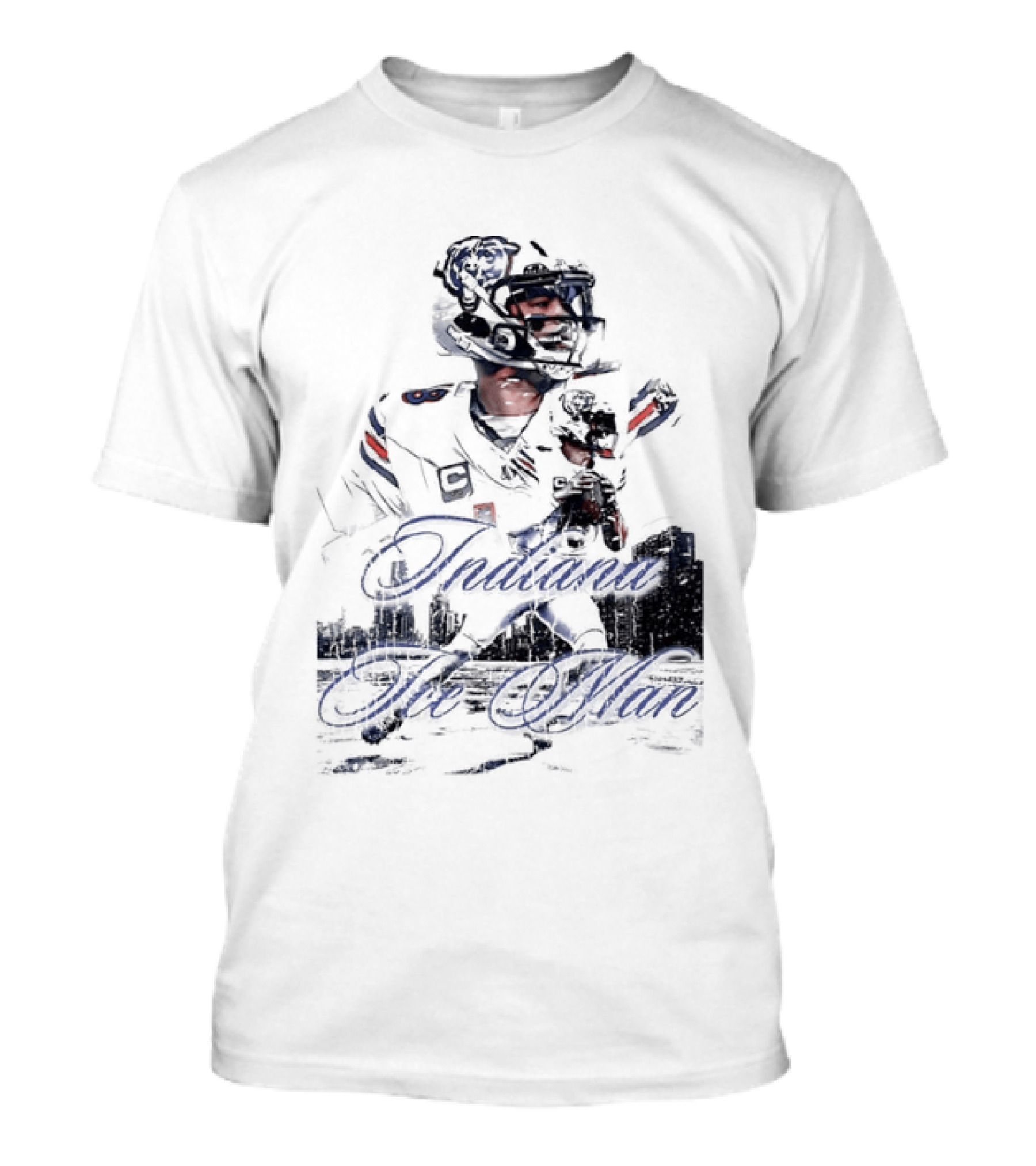 Caleb Williams Chicago Bears Indiana The Man Football Skyline T-Shirt