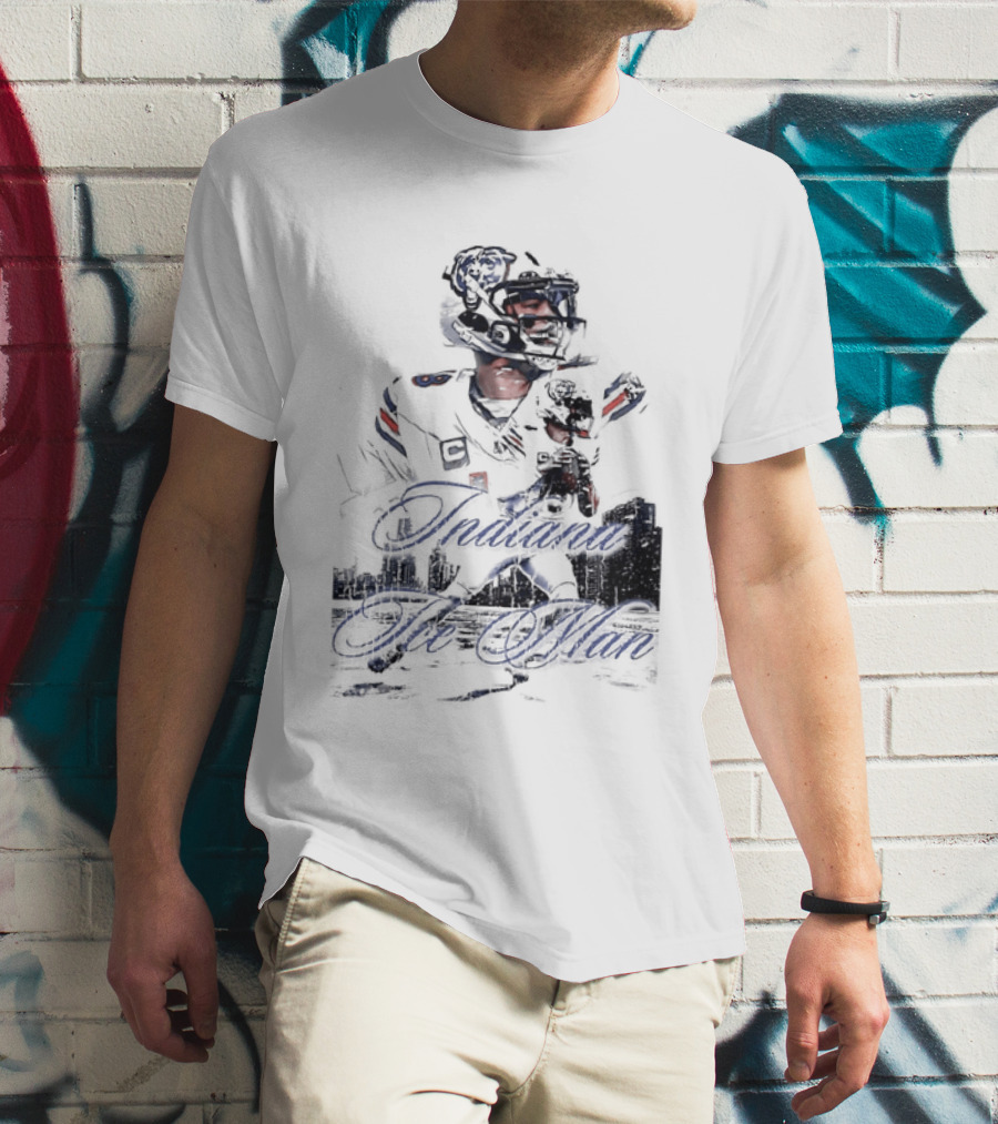 Caleb Williams Chicago Bears Indiana The Man Football Skyline T-Shirt
