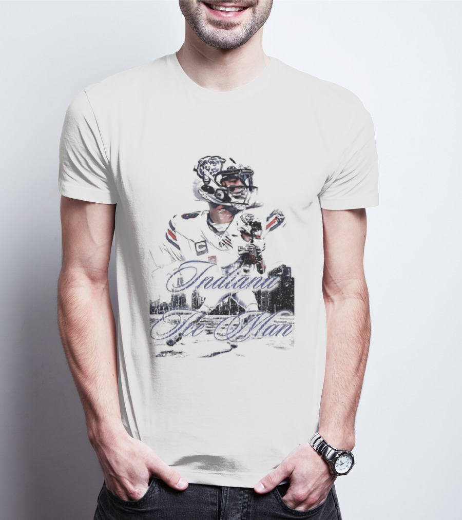 Caleb Williams Chicago Bears Indiana The Man Football Skyline T-Shirt