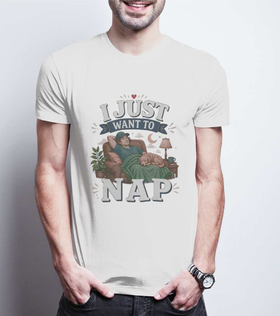 I Just Want To Nap Cozy Scene With Chair And Dog T-Shirt