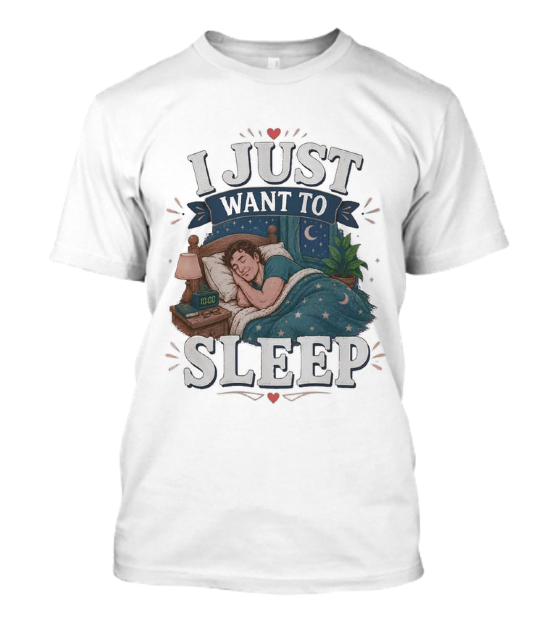 I Just Want To Sleep Cozy Bed Nighttime Scene T-Shirt