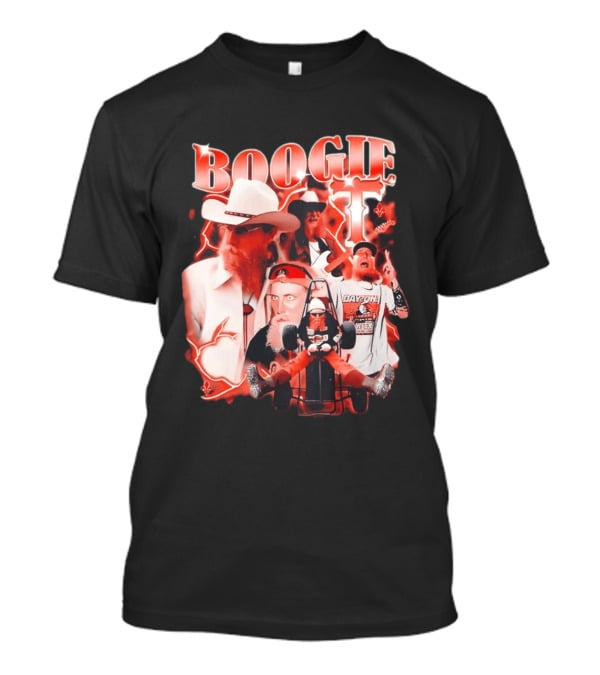 Boogie Get Faced Cowboy Hat Guitar Racing Collage T-Shirt