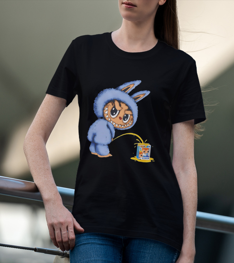 Labubu Peeing On Pop Figures Juice Box Fun Concept T-Shirt