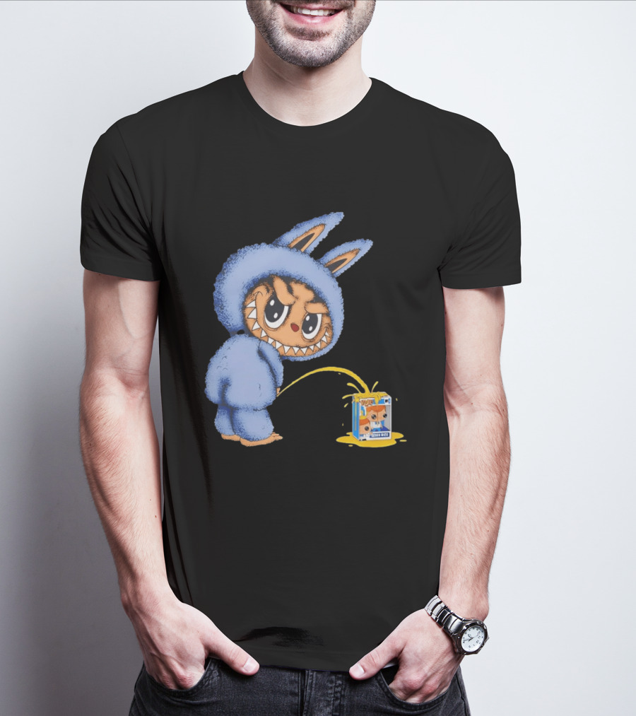Labubu Peeing On Pop Figures Juice Box Fun Concept T-Shirt