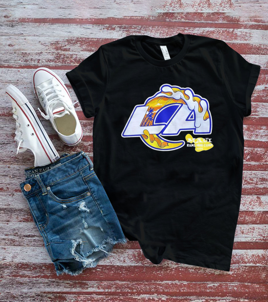 Los Angeles Rams Maui 2026 Minicamp Wave Logo Palm Trees Sun Island T-Shirt