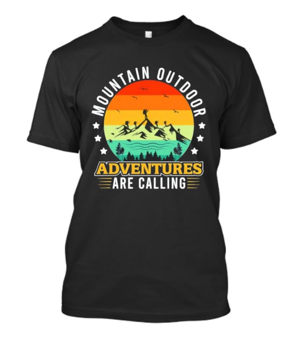 Mountain Outdoor Adventures Are Calling Vintage Sunset Hiking T-Shirt