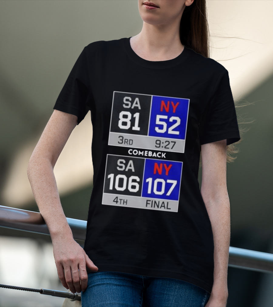 New York Knicks Epic Comeback Victory Against San Antonio Scoreboard Highlights T-Shirt