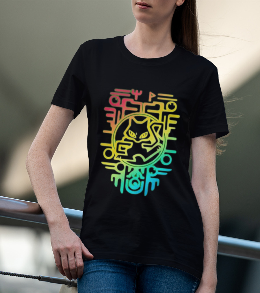 Og Ancient Mew And Mewtwo Pokemon Holographic Hieroglyphic T-Shirt