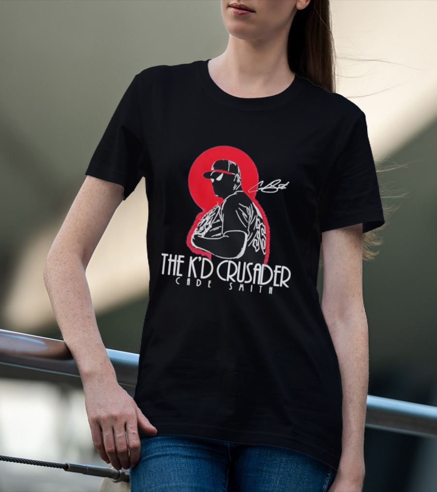 The K'D Crusader Cade Smith Baseball Player Silhouette Red T-Shirt