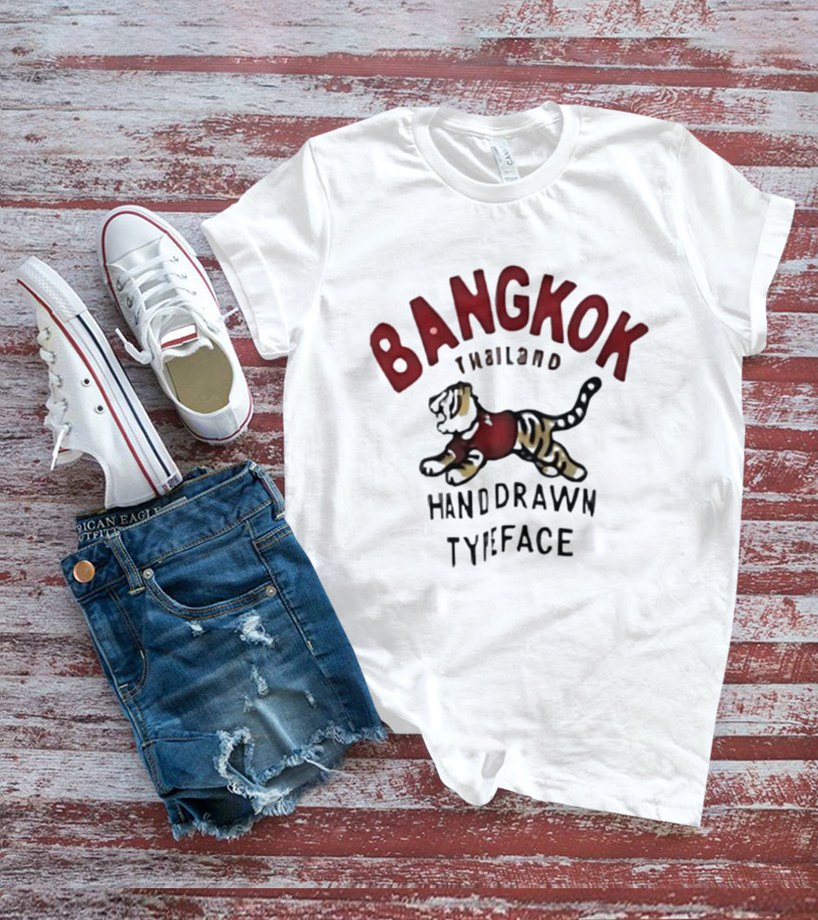 Bangkok Thailand Hand Drawn Typeface Tiger T-Shirt