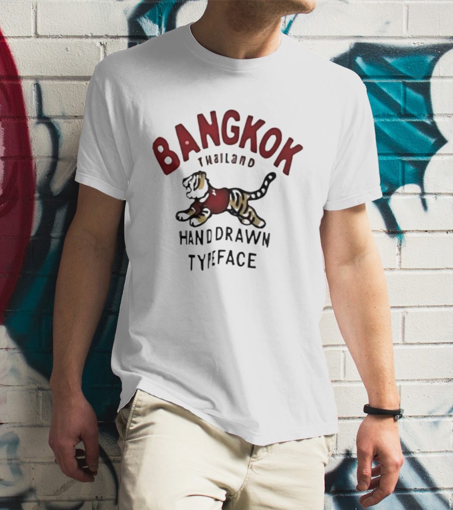 Bangkok Thailand Hand Drawn Typeface Tiger T-Shirt