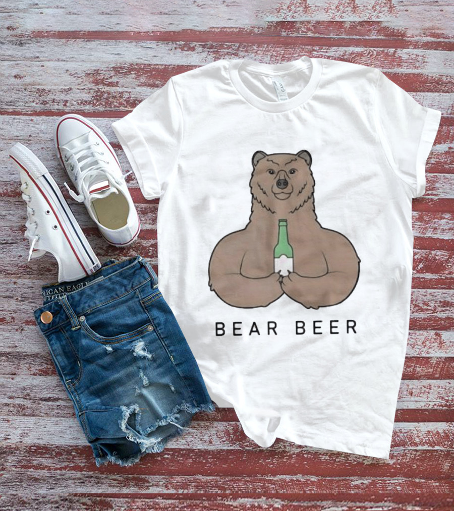 Bear Beer Meme Bottle Holding Bear T-Shirt