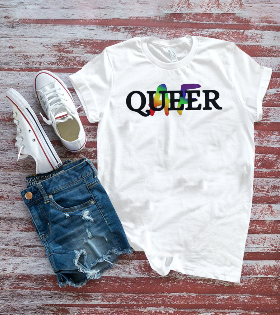 Queer AF Rainbow Pride Celebration Visibility LGBTQ+ T-Shirt