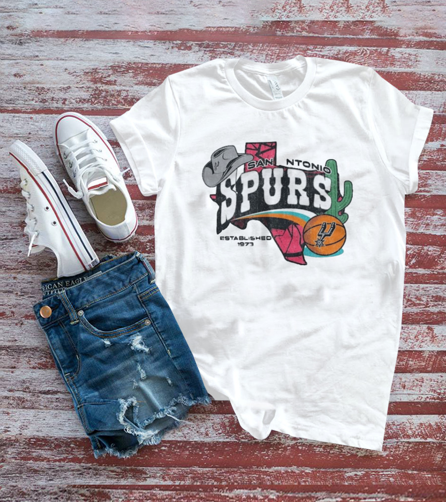 San Antonio Spurs Established 1973 Texas Map Basketball Cactus Cowboy Hat T-Shirt