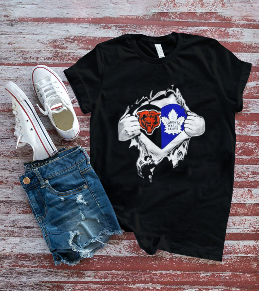 Bears Toronto Maple Leafs Heart Ripping Open Concept T-Shirt