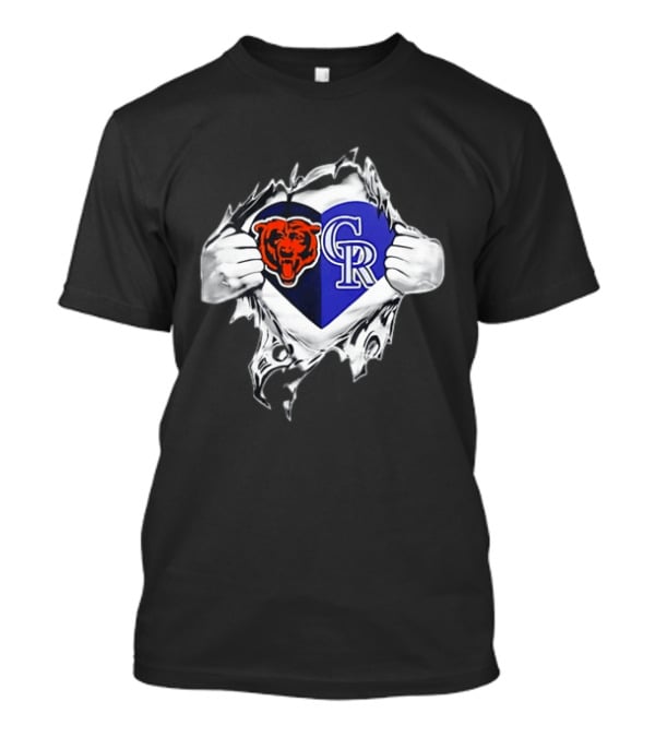 Chicago Bears Colorado Rockies Heart Ripping Open T-Shirt