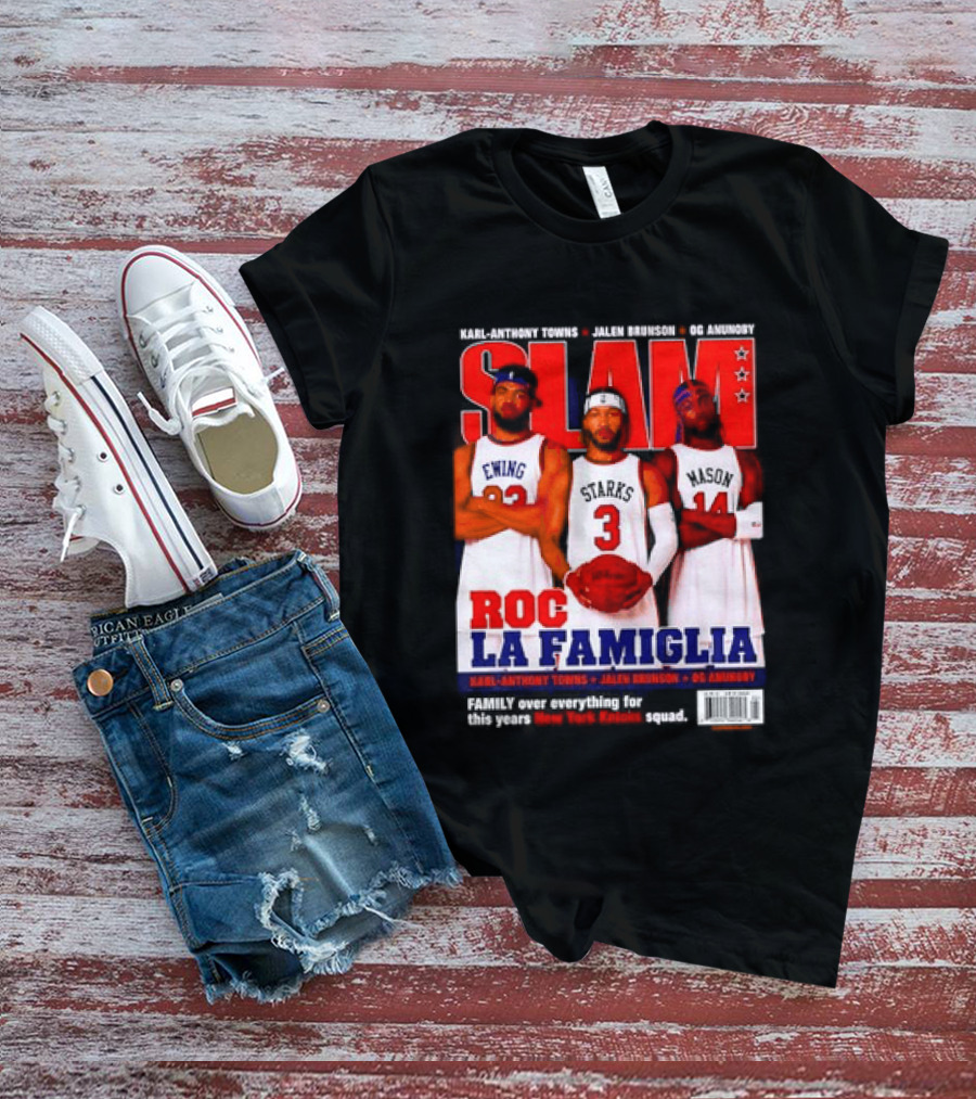 SLAM Magazine Roc La Famiglia Karl Anthony Towns Jalen Brunson OG Anunoby New York Knicks T-Shirt