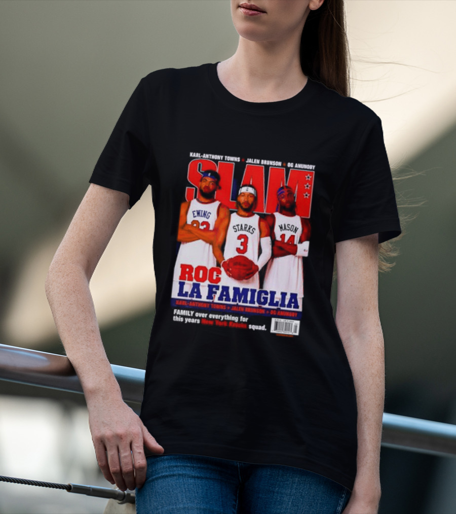 SLAM Magazine Roc La Famiglia Karl Anthony Towns Jalen Brunson OG Anunoby New York Knicks T-Shirt