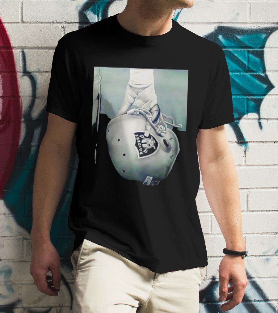 Las Vegas Raiders Football Helmet Hand Wrap Player Representation T-Shirt