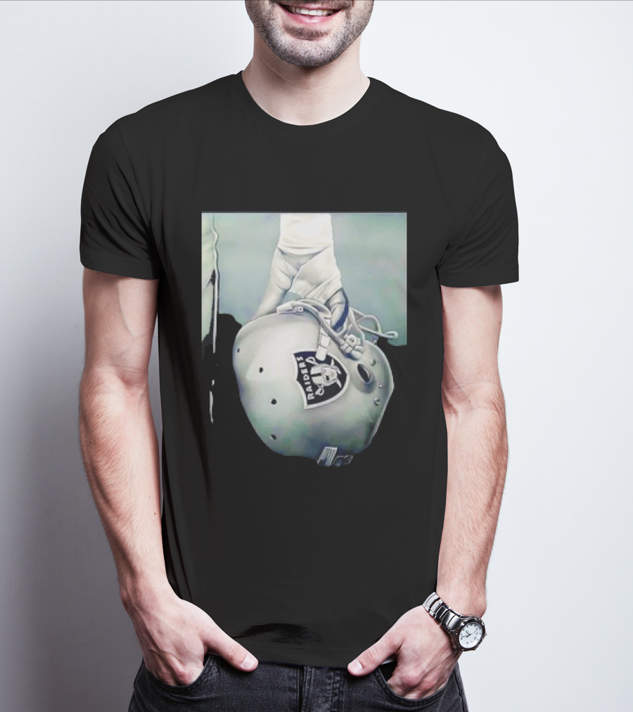 Las Vegas Raiders Football Helmet Hand Wrap Player Representation T-Shirt