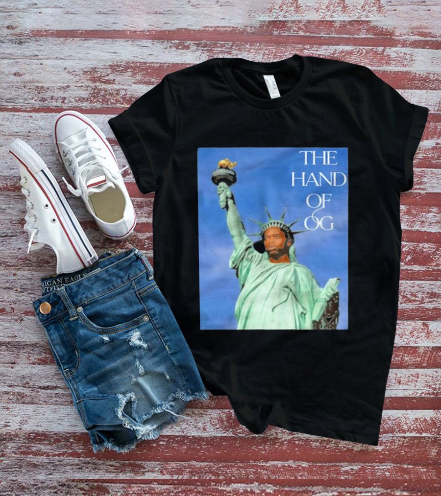 OG Anunoby New York Knicks The Hand Of OG Statue Liberty Fusion T-Shirt