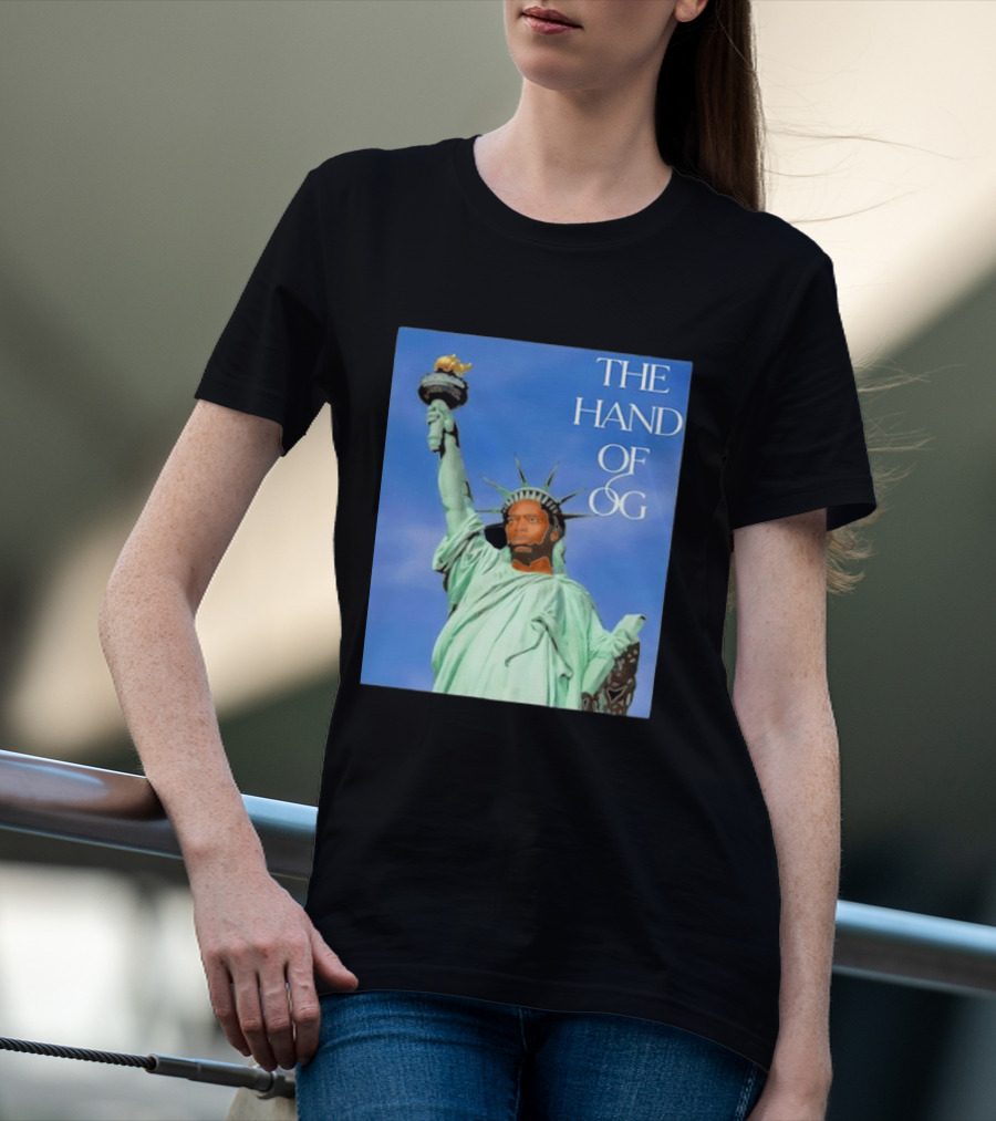 OG Anunoby New York Knicks The Hand Of OG Statue Liberty Fusion T-Shirt