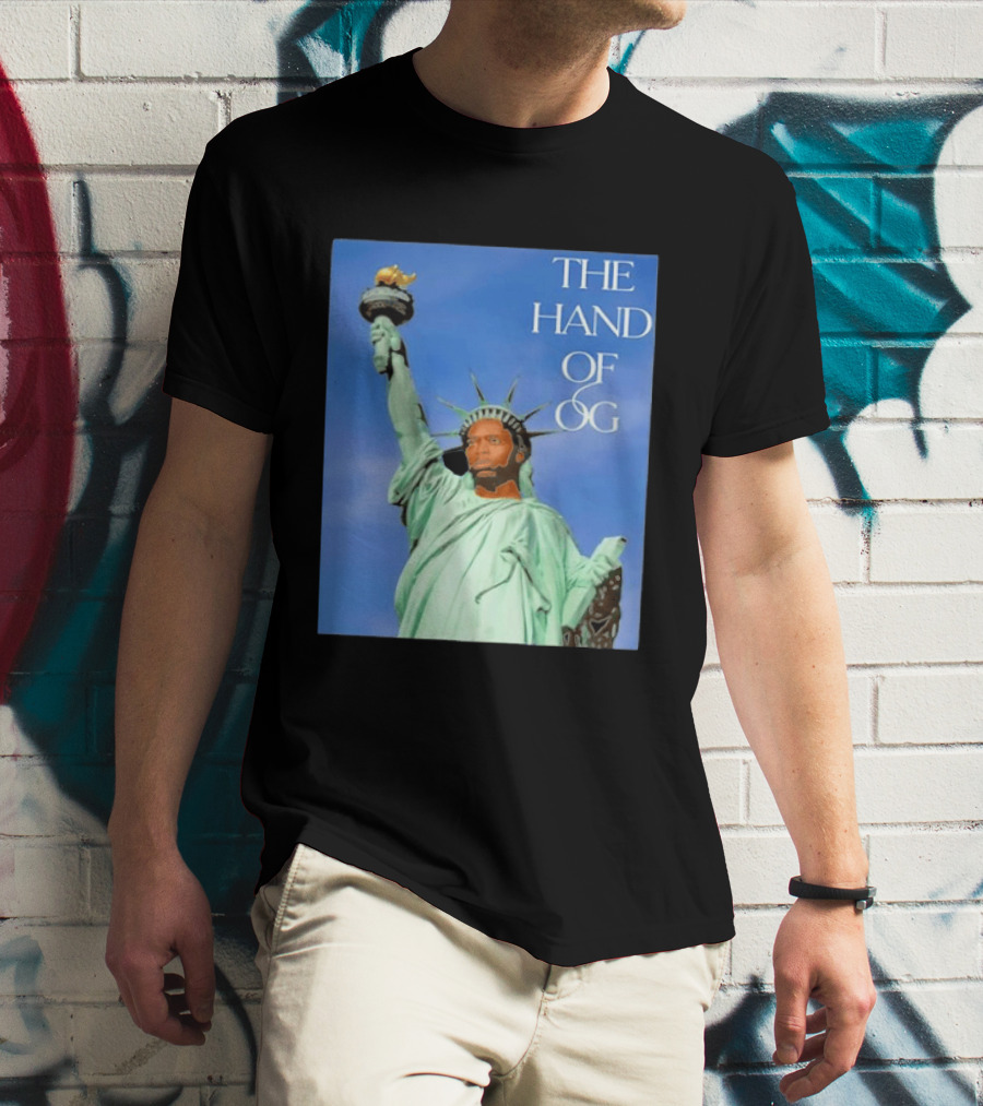 OG Anunoby New York Knicks The Hand Of OG Statue Liberty Fusion T-Shirt