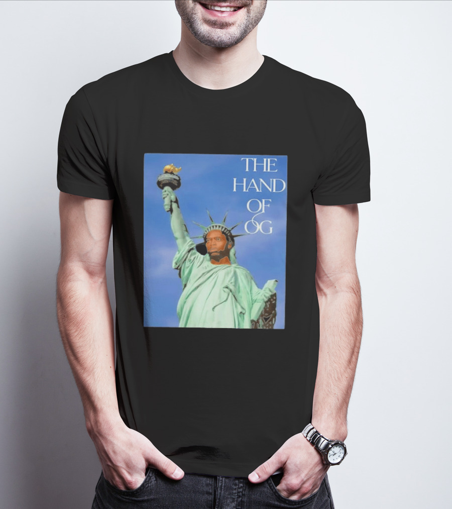 OG Anunoby New York Knicks The Hand Of OG Statue Liberty Fusion T-Shirt