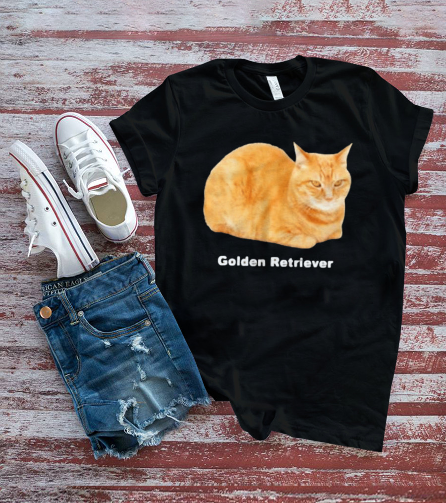 Orange Tabby Cat Golden Retriever Sarcastic Meme Humor T-Shirt