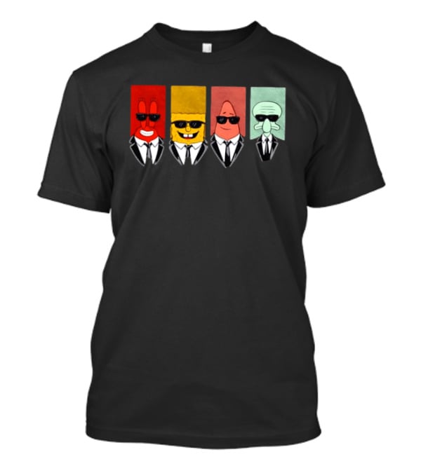 Reservoir Dogs Cartoon Black Suit Sunglasses SpongeBob T-Shirt