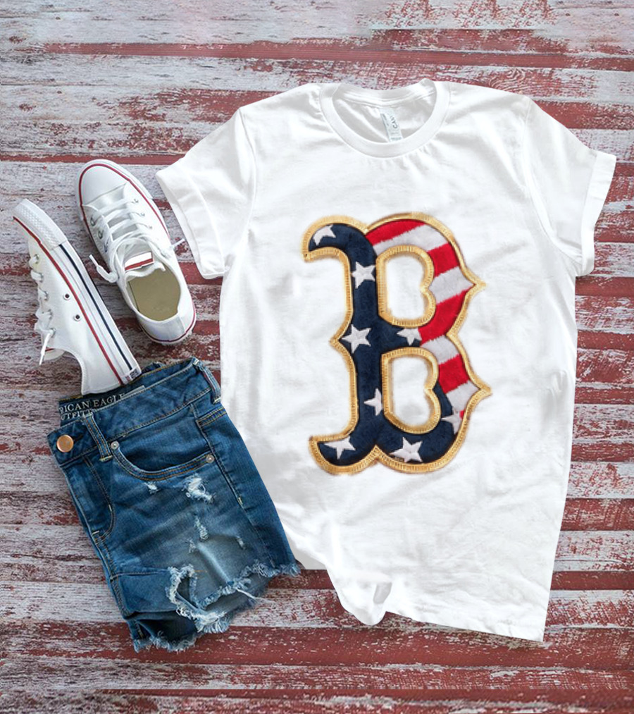2026 Red Sox Patriotic Stars And Stripes B Logo MLB Fourth Of July T-Shirt