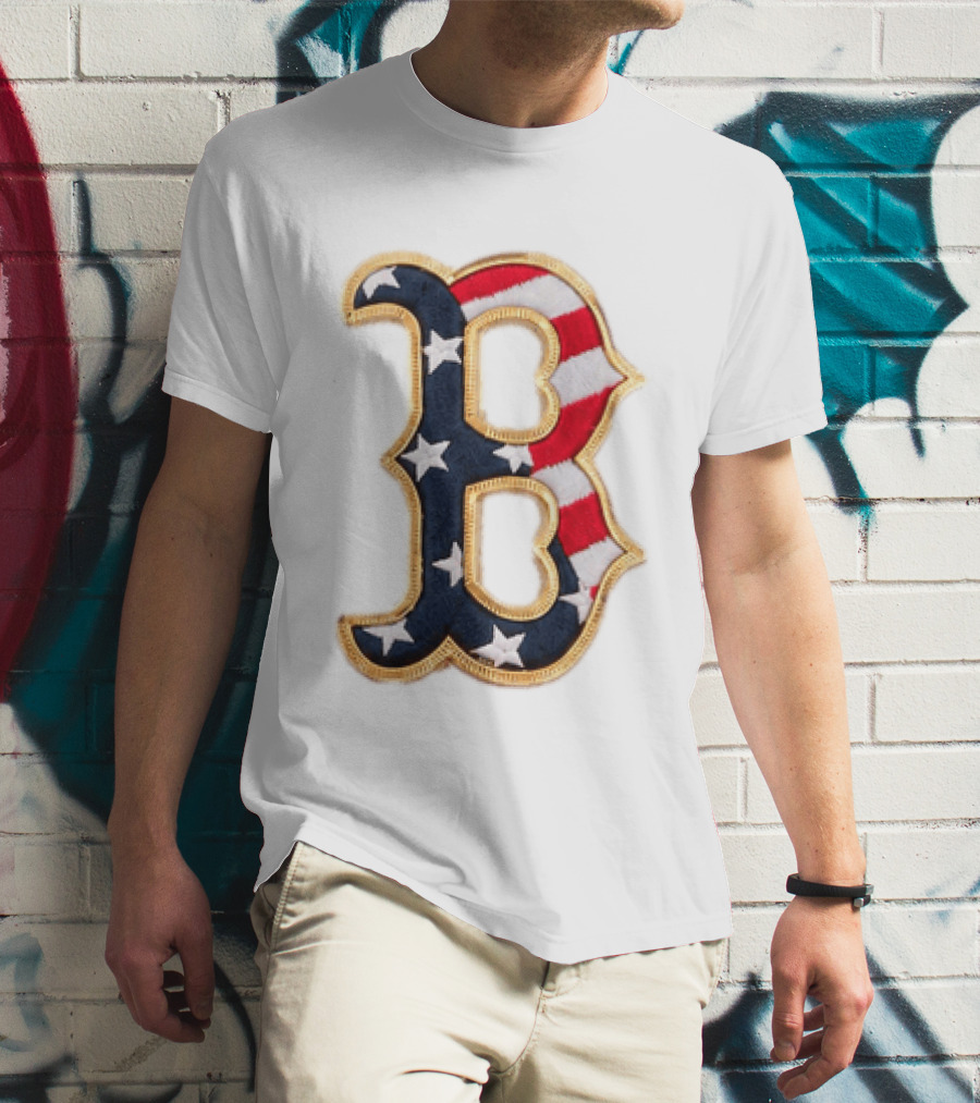 2026 Red Sox Patriotic Stars And Stripes B Logo MLB Fourth Of July T-Shirt