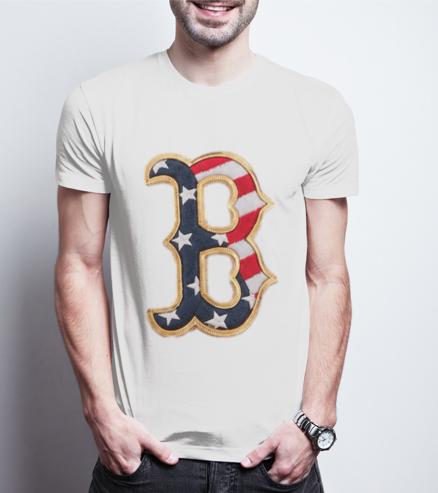 2026 Red Sox Patriotic Stars And Stripes B Logo MLB Fourth Of July T-Shirt