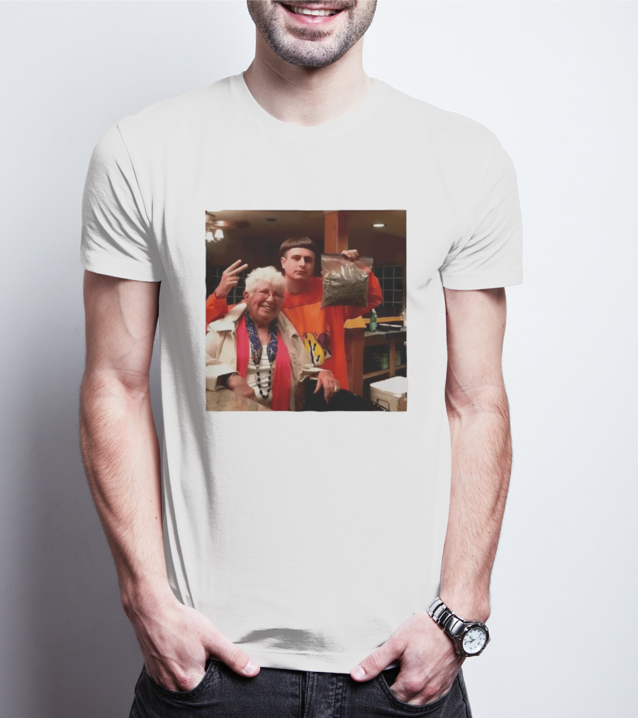Oliver Tree Peace Sign Grandma Holding Bag T-Shirt
