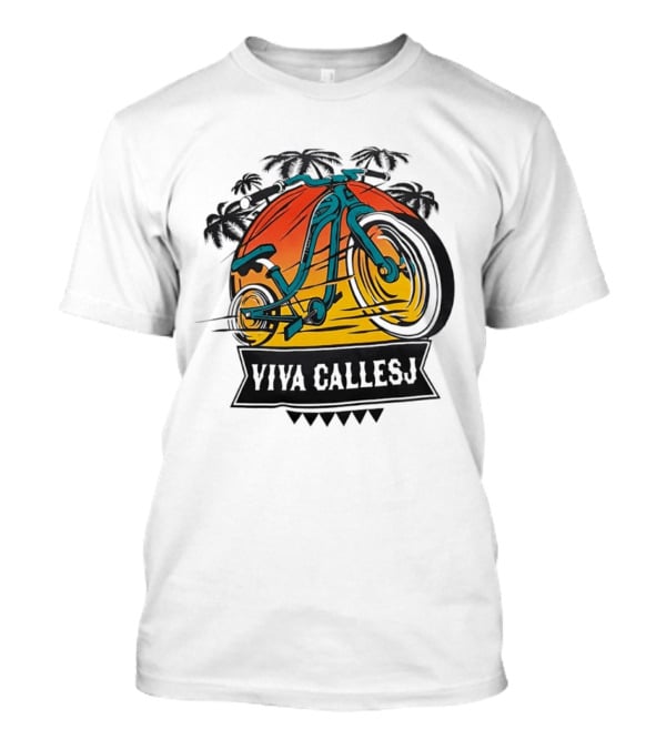 Viva CalleSJ San Jose Bike Tropical Palm Trees T-Shirt