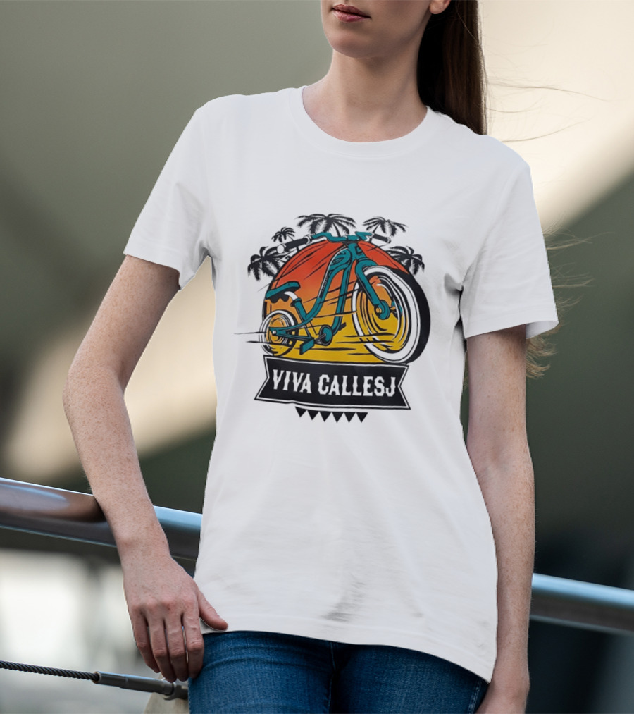 Viva CalleSJ San Jose Bike Tropical Palm Trees T-Shirt
