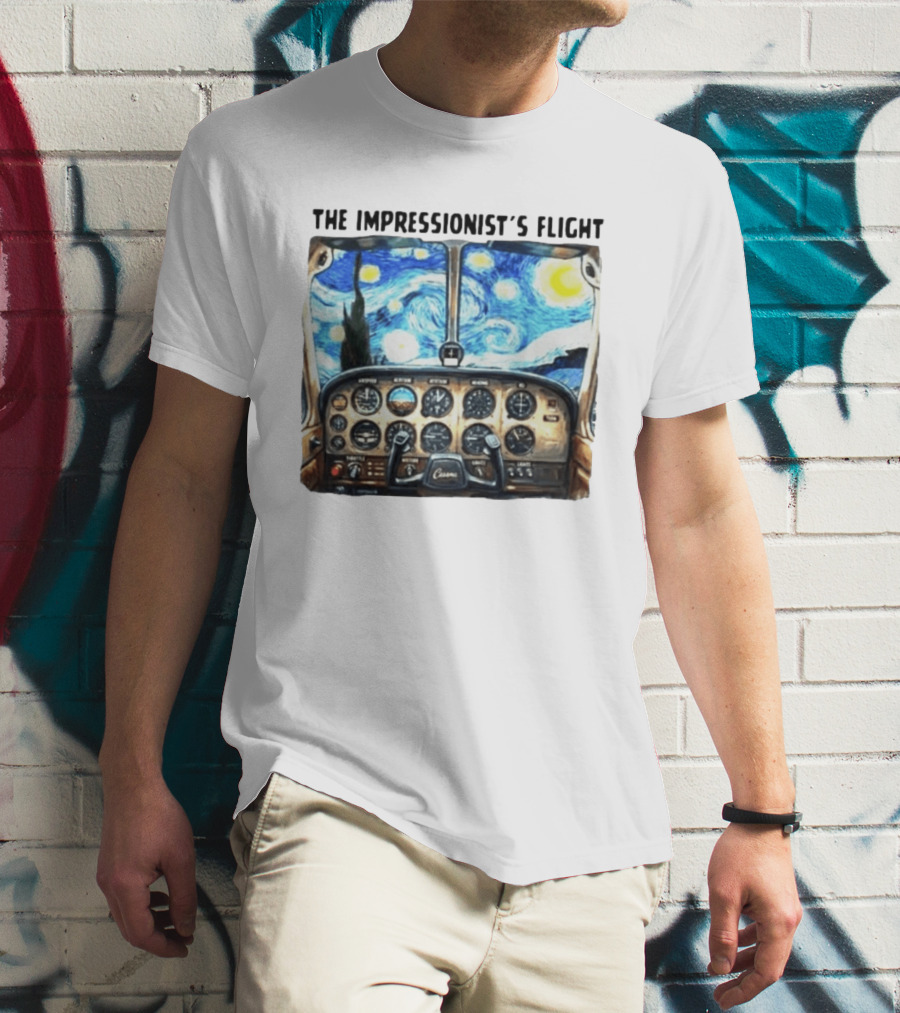 The Impressionist's Flight Cessna Instrument Panel Starry Night T-Shirt