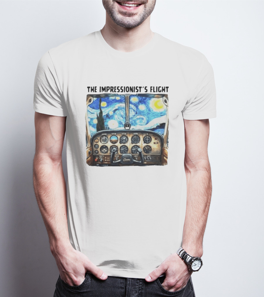 The Impressionist's Flight Cessna Instrument Panel Starry Night T-Shirt