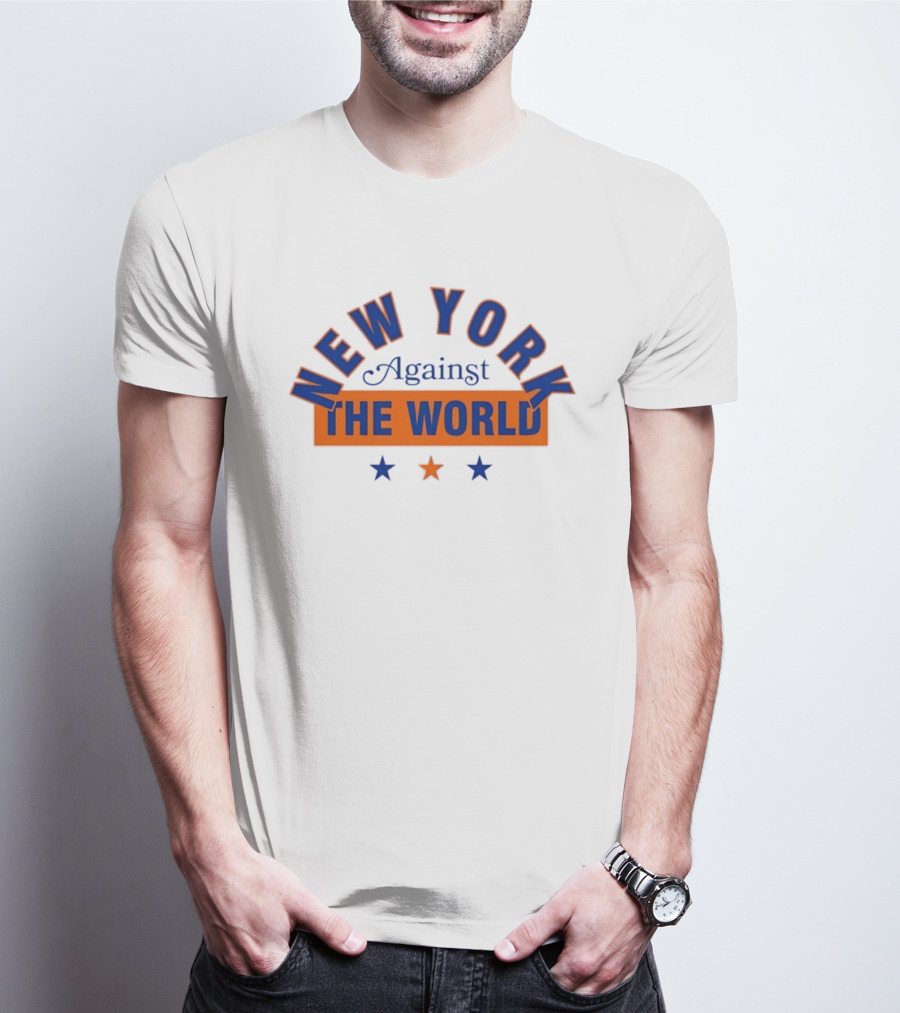 New York Against The World Blue Orange Stars T-Shirt