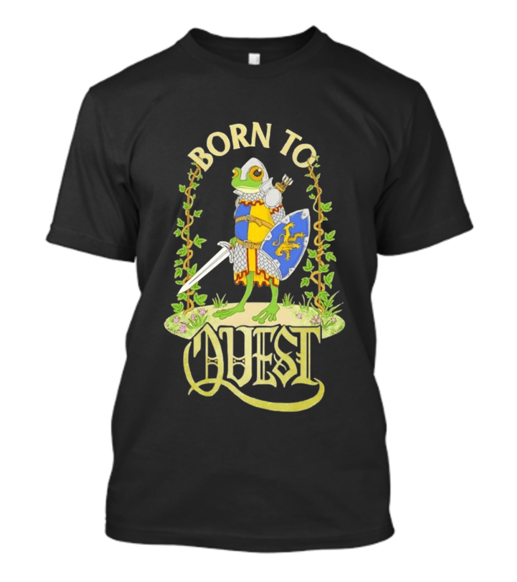 Born To Quest Frog Knight Sword And Shield Adventure T-Shirt