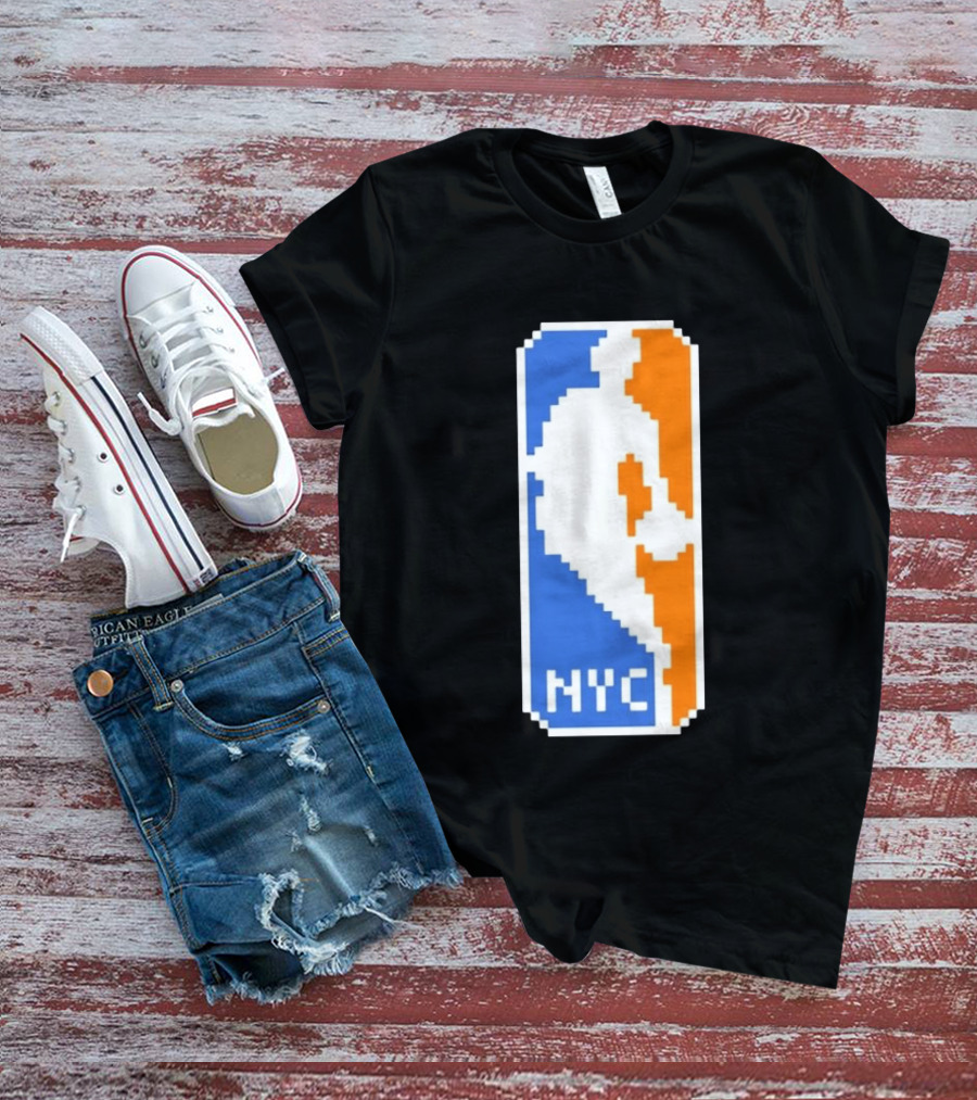 NYC NBA Pixel Logo Basketball T-Shirt