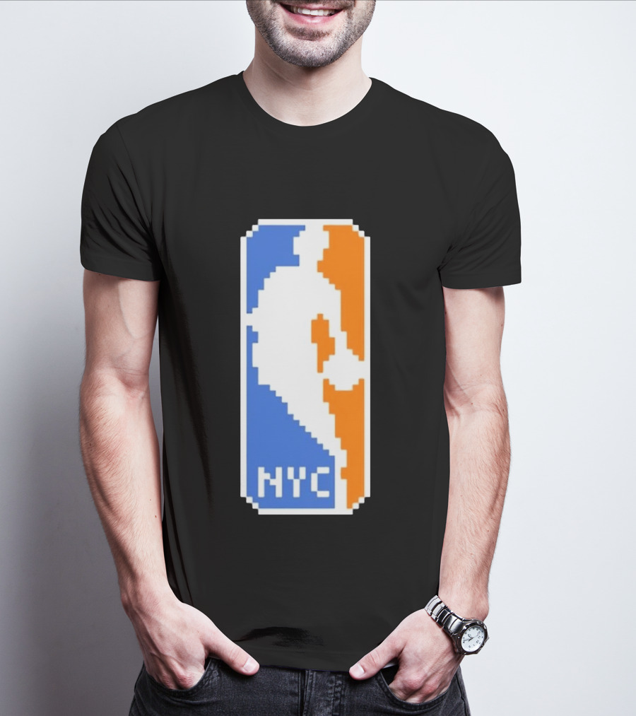 NYC NBA Pixel Logo Basketball T-Shirt