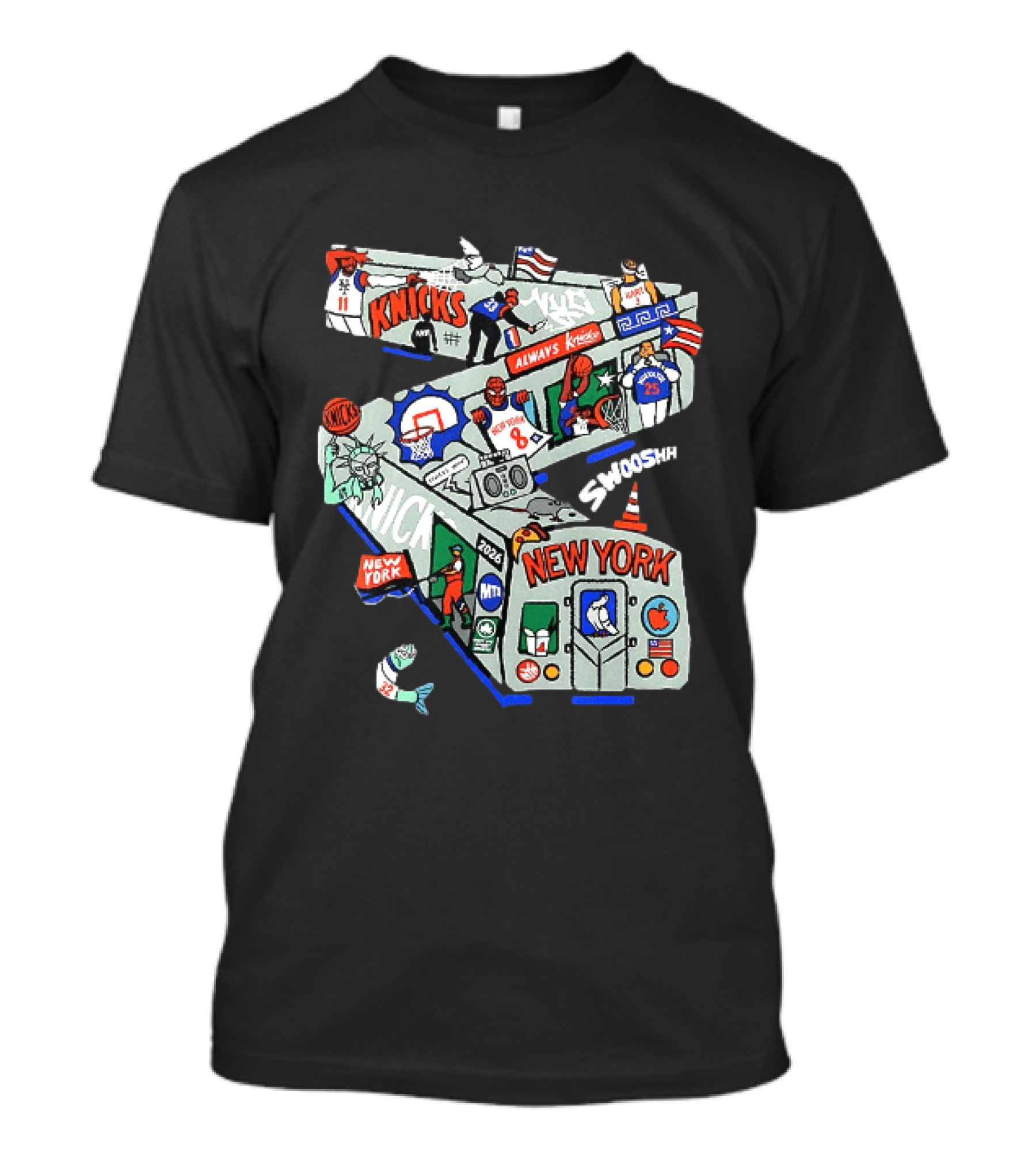Knicks New York 2026 Jalen Brunson Josh Hart Spider Man Always Knicks Swooshh T-Shirt