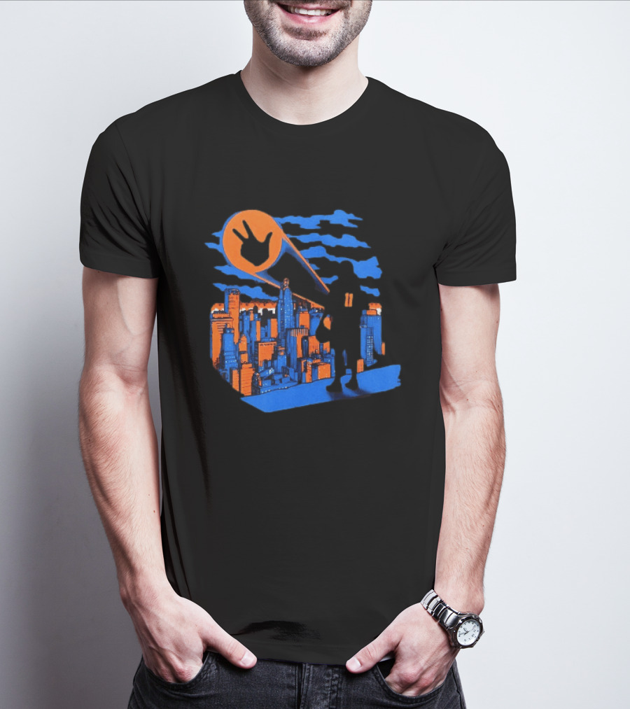 Jalen Brunson Three Points New York City Knicks NBA Basketball Player Skyline T-Shirt