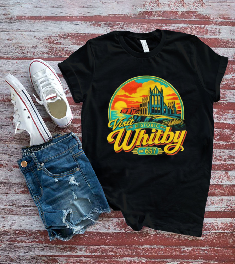 Visit Historic Whitby Abbey North Yorkshire England Est 657 T-Shirt